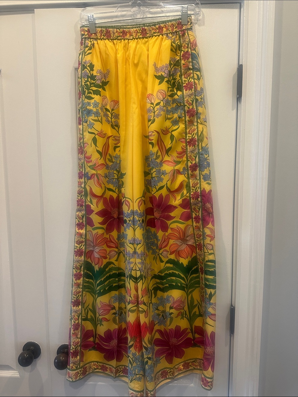 Elizabeth James The Label Yellow Floral Wide Leg Pants- Vibrant Garden Print.